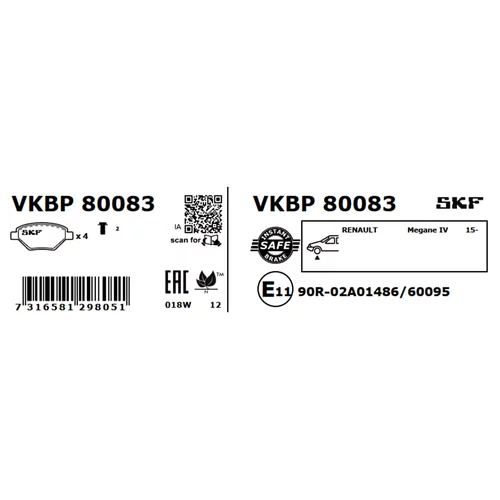 Sada brzdových platničiek kotúčovej brzdy VKBP 80083 /SKF/ - obr. 2