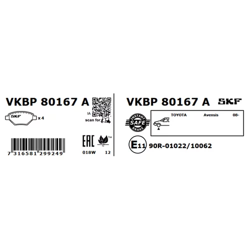 Sada brzdových platničiek kotúčovej brzdy VKBP 80167 A /SKF/ - obr. 2