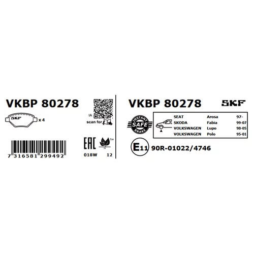 Sada brzdových platničiek kotúčovej brzdy VKBP 80278 /SKF/ - obr. 2