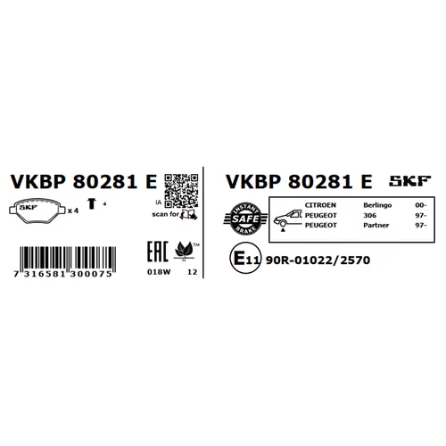 Sada brzdových platničiek kotúčovej brzdy VKBP 80281 E /SKF/ - obr. 2