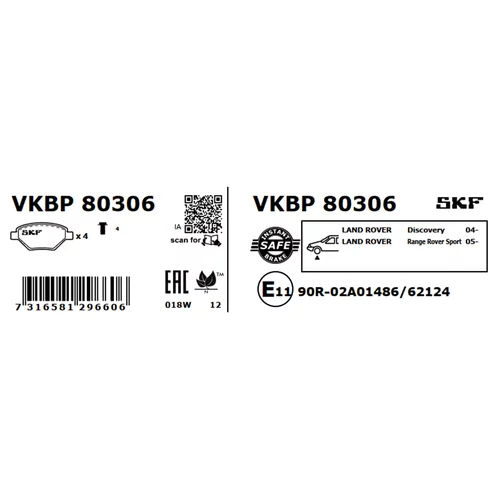 Sada brzdových platničiek kotúčovej brzdy VKBP 80306 /SKF/ - obr. 2