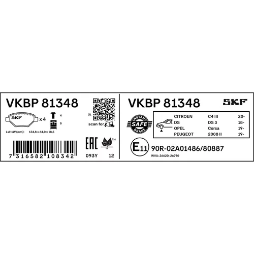 Sada brzdových platničiek kotúčovej brzdy VKBP 81348 /SKF/ - obr. 2