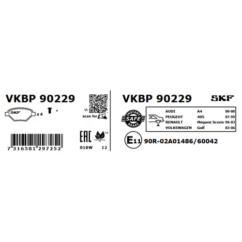 Sada brzdových platničiek kotúčovej brzdy VKBP 90229 /SKF/ - obr. 2