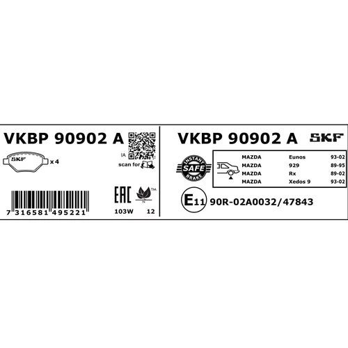 Sada brzdových platničiek kotúčovej brzdy VKBP 90902 A /SKF/ - obr. 2