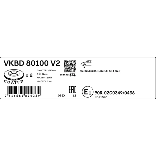 Brzdový kotúč VKBD 80100 V2 /SKF/ - obr. 2