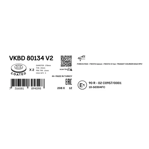 Brzdový kotúč VKBD 80134 V2 /SKF/ - obr. 2