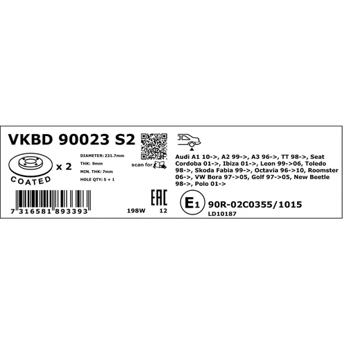 Brzdový kotúč VKBD 90023 S2 /SKF/ - obr. 3