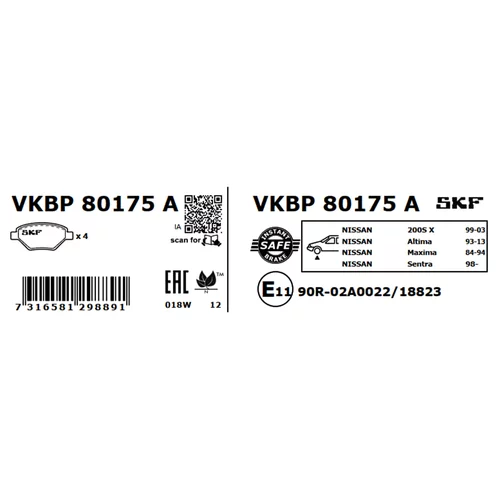 Sada brzdových platničiek kotúčovej brzdy VKBP 80175 A /SKF/ - obr. 2