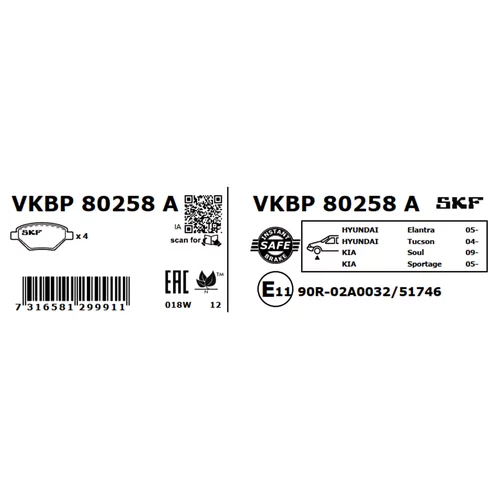 Sada brzdových platničiek kotúčovej brzdy VKBP 80258 A /SKF/ - obr. 2