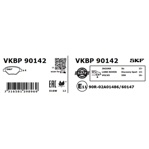 Sada brzdových platničiek kotúčovej brzdy VKBP 90142 /SKF/ - obr. 2