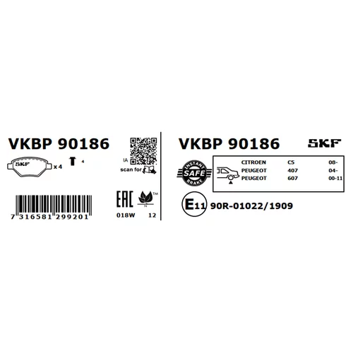 Sada brzdových platničiek kotúčovej brzdy VKBP 90186 /SKF/ - obr. 2