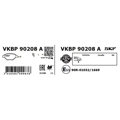 Sada brzdových platničiek kotúčovej brzdy VKBP 90208 A /SKF/ - obr. 2
