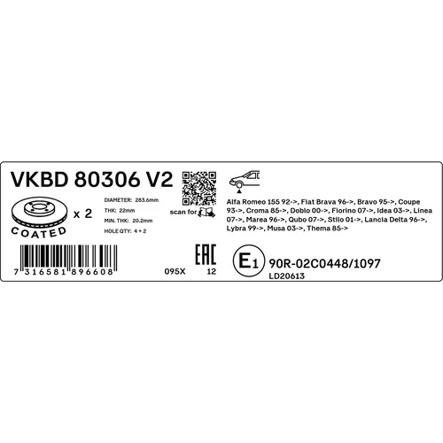 Brzdový kotúč VKBD 80306 V2 /SKF/ - obr. 2