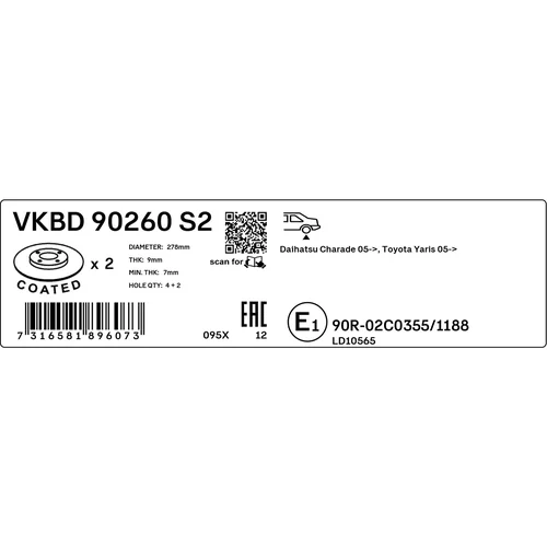 Brzdový kotúč VKBD 90260 S2 /SKF/ - obr. 2