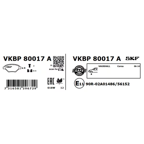 Sada brzdových platničiek kotúčovej brzdy VKBP 80017 A /SKF/ - obr. 3