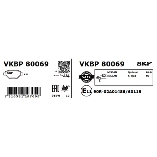 Sada brzdových platničiek kotúčovej brzdy VKBP 80069 /SKF/ - obr. 2