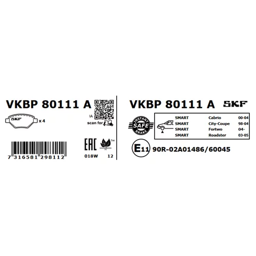 Sada brzdových platničiek kotúčovej brzdy VKBP 80111 A /SKF/ - obr. 5