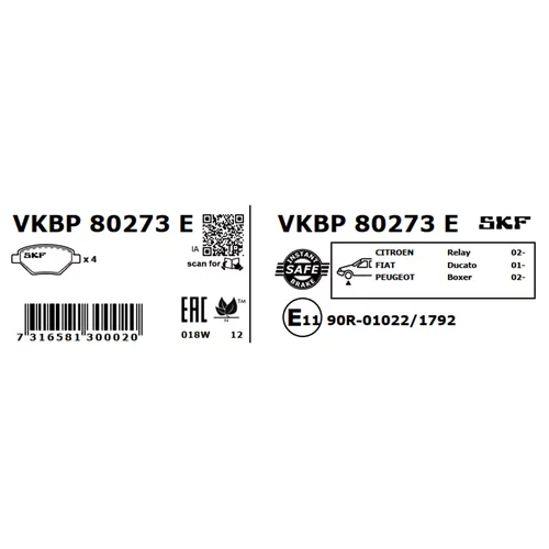 Sada brzdových platničiek kotúčovej brzdy VKBP 80273 E /SKF/ - obr. 2