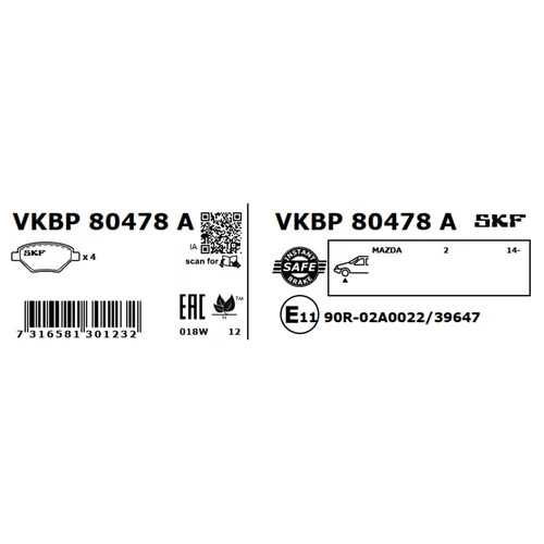 Sada brzdových platničiek kotúčovej brzdy VKBP 80478 A /SKF/ - obr. 2