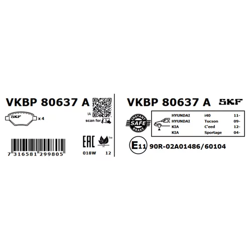 Sada brzdových platničiek kotúčovej brzdy VKBP 80637 A /SKF/ - obr. 2