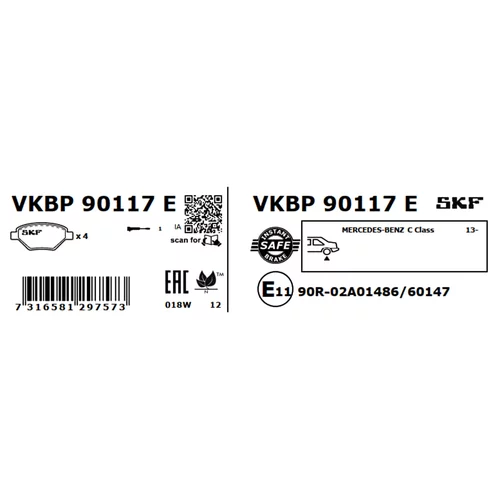 Sada brzdových platničiek kotúčovej brzdy VKBP 90117 E /SKF/ - obr. 2