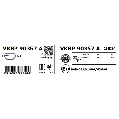 Sada brzdových platničiek kotúčovej brzdy VKBP 90357 A /SKF/ - obr. 2