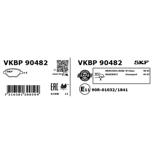 Sada brzdových platničiek kotúčovej brzdy VKBP 90482 /SKF/ - obr. 2