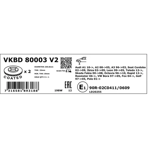 Brzdový kotúč VKBD 80003 V2 /SKF/ - obr. 3