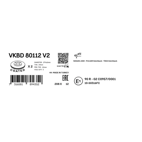 Brzdový kotúč VKBD 80112 V2 /SKF/ - obr. 2