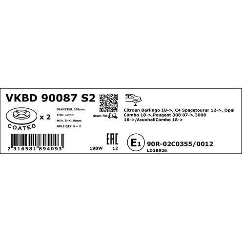 Brzdový kotúč VKBD 90087 S2 /SKF/ - obr. 3
