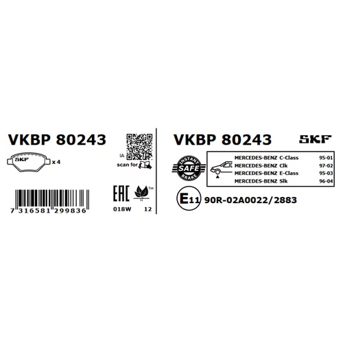 Sada brzdových platničiek kotúčovej brzdy VKBP 80243 /SKF/ - obr. 2