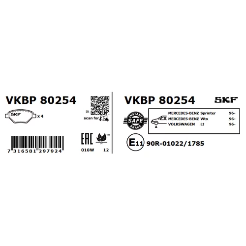 Sada brzdových platničiek kotúčovej brzdy VKBP 80254 /SKF/ - obr. 2