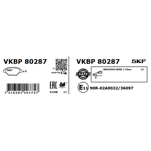 Sada brzdových platničiek kotúčovej brzdy VKBP 80287 /SKF/ - obr. 2