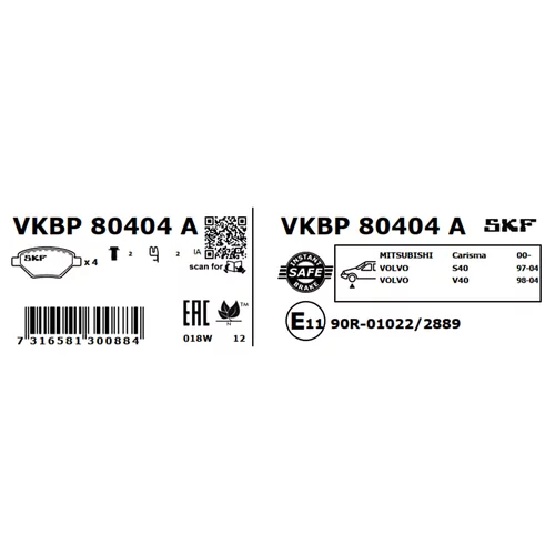 Sada brzdových platničiek kotúčovej brzdy VKBP 80404 A /SKF/ - obr. 2