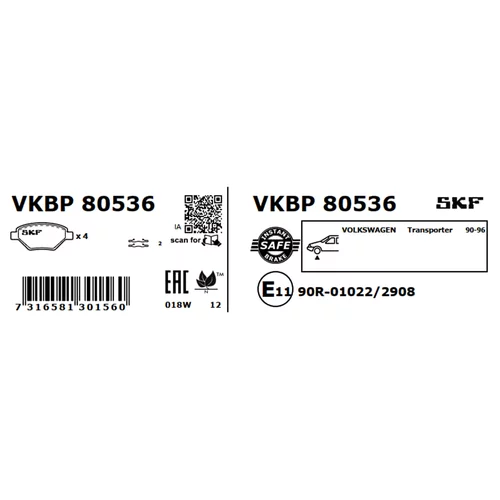 Sada brzdových platničiek kotúčovej brzdy VKBP 80536 /SKF/ - obr. 2