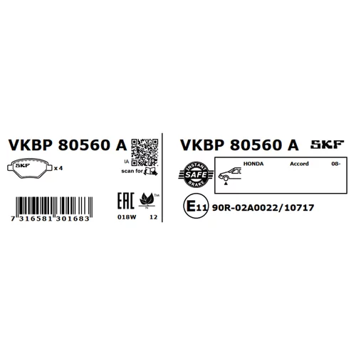 Sada brzdových platničiek kotúčovej brzdy VKBP 80560 A /SKF/ - obr. 2