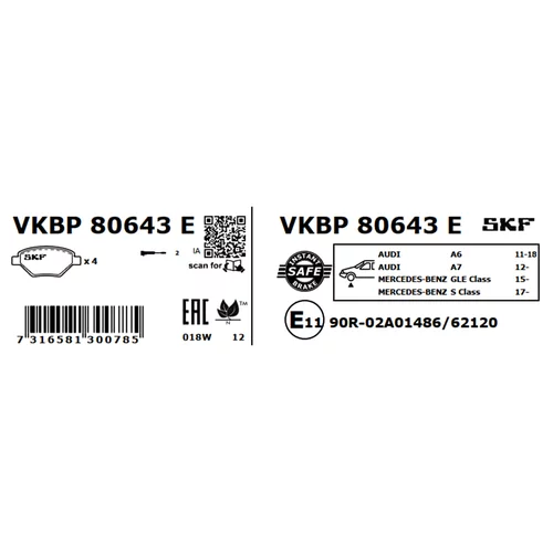 Sada brzdových platničiek kotúčovej brzdy VKBP 80643 E /SKF/ - obr. 2