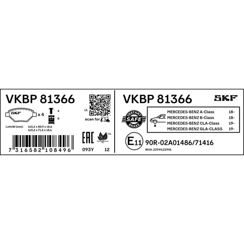 Sada brzdových platničiek kotúčovej brzdy VKBP 81366 /SKF/ - obr. 2