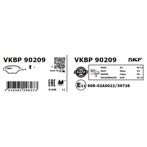 Sada brzdových platničiek kotúčovej brzdy VKBP 90209 /SKF/ - obr. 2