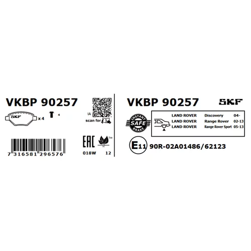Sada brzdových platničiek kotúčovej brzdy VKBP 90257 /SKF/ - obr. 2