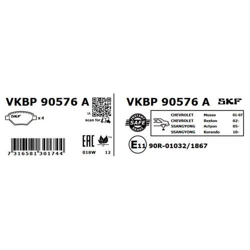 Sada brzdových platničiek kotúčovej brzdy VKBP 90576 A /SKF/ - obr. 2