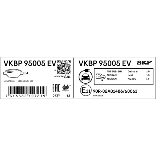 Sada brzdových platničiek kotúčovej brzdy VKBP 95005 EV /SKF/ - obr. 2