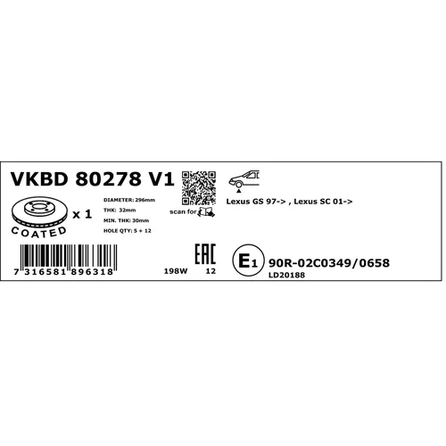Brzdový kotúč VKBD 80278 V1 /SKF/ - obr. 3