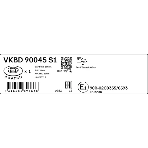 Brzdový kotúč VKBD 90045 S1 /SKF/ - obr. 2