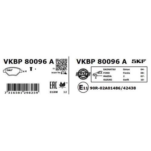 Sada brzdových platničiek kotúčovej brzdy VKBP 80096 A /SKF/ - obr. 2