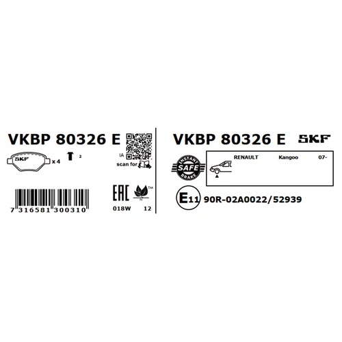 Sada brzdových platničiek kotúčovej brzdy VKBP 80326 E /SKF/ - obr. 2