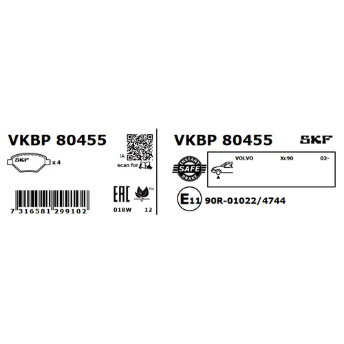 Sada brzdových platničiek kotúčovej brzdy VKBP 80455 /SKF/ - obr. 2