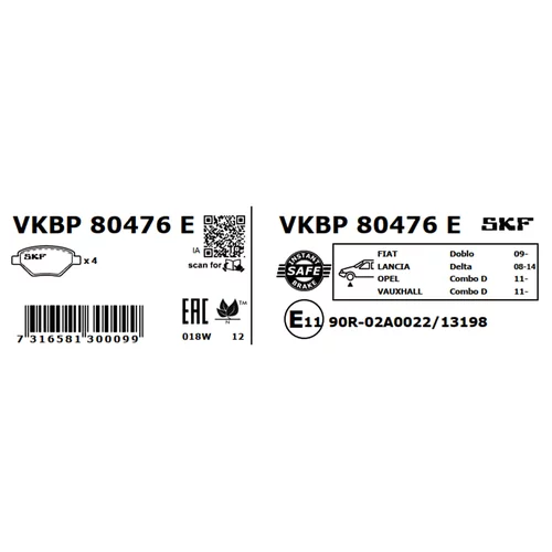 Sada brzdových platničiek kotúčovej brzdy VKBP 80476 E /SKF/ - obr. 2