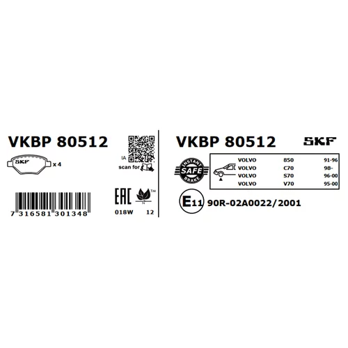 Sada brzdových platničiek kotúčovej brzdy VKBP 80512 /SKF/ - obr. 7