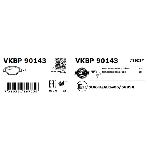 Sada brzdových platničiek kotúčovej brzdy VKBP 90143 /SKF/ - obr. 2